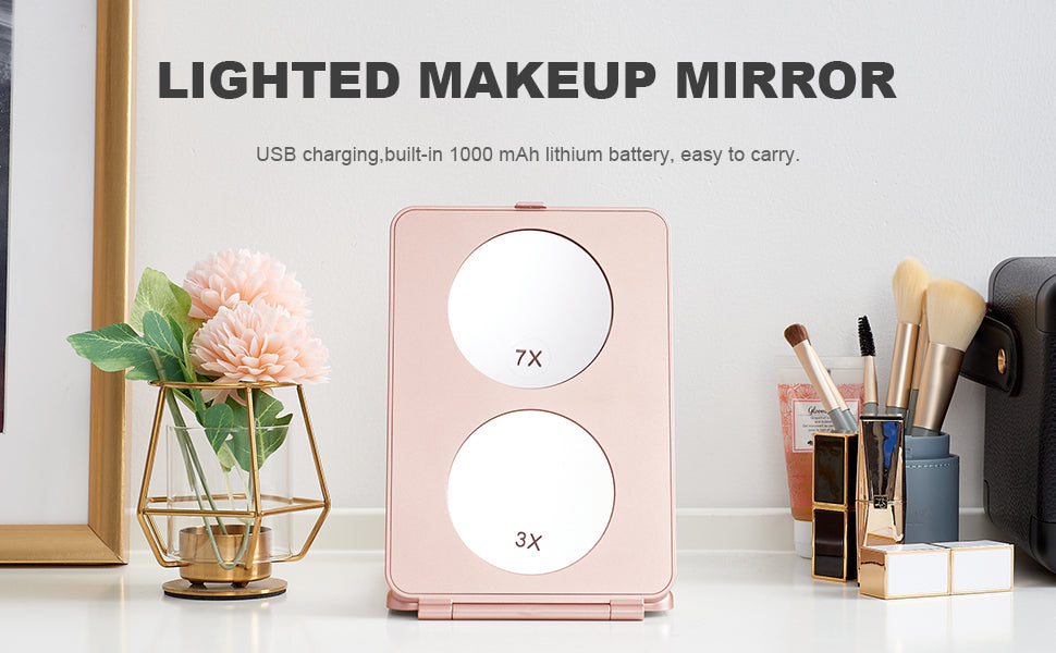 Irisé Portable LED Mirror - Rose Gold