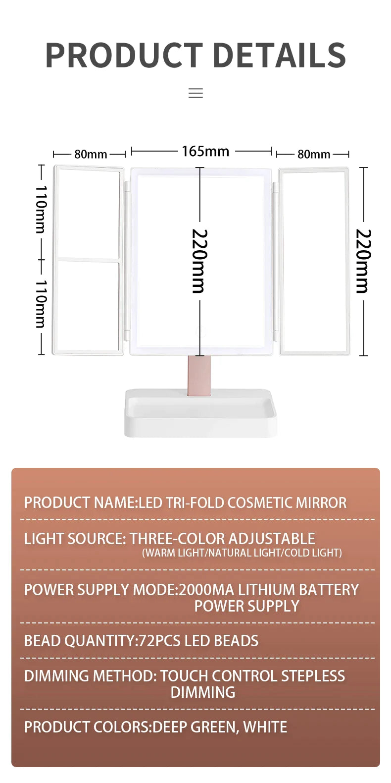 Illume Tri-Fold LED Mirror