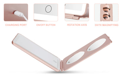 Irisé Portable LED Mirror - Rose Gold